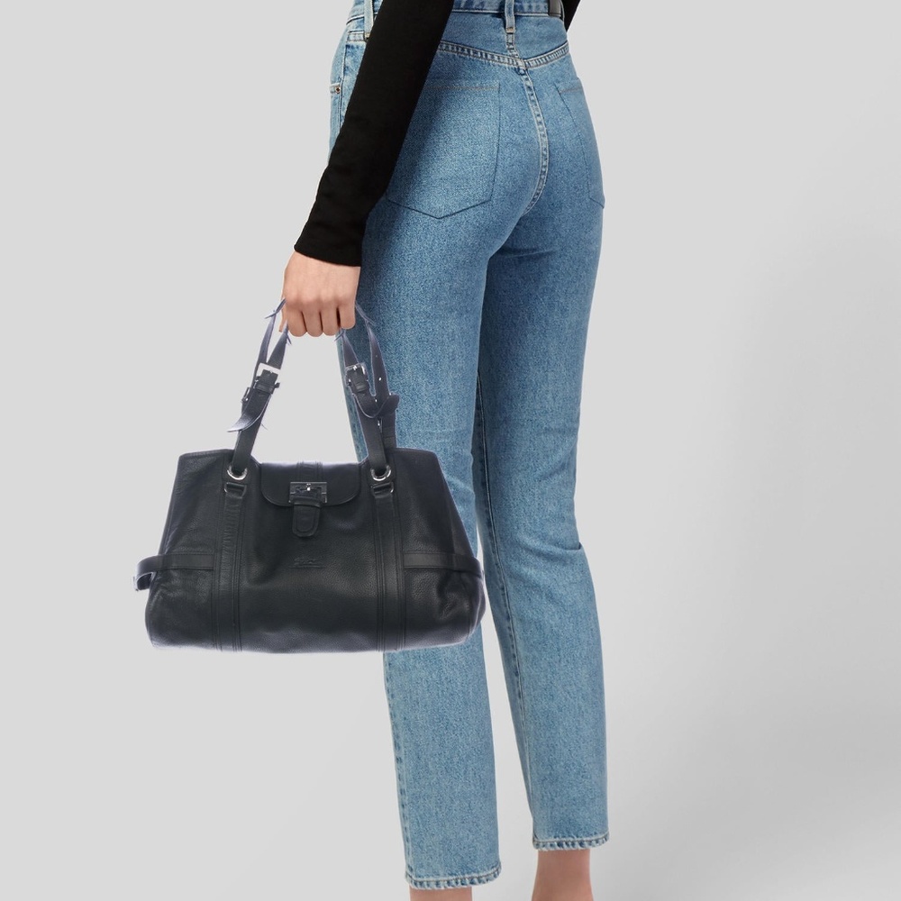 Longchamp leather buckle tote - grained leather